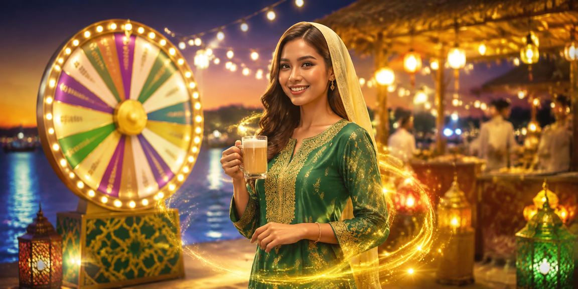 Suasana perayaan Hari Raya di Malaysia dengan paparan cabutan bertuah dan taruhan maya